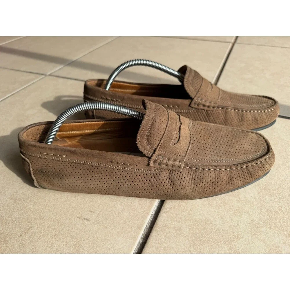 Wallin & Bros Men's 11.5M Suede Driving Loafers Daytona Lea Grey Nubuck M33317